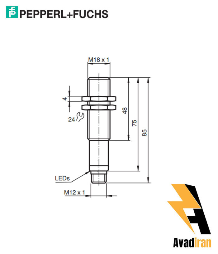 شماتیک سنسور التراسونیک UB1000-18GM75-I-V15