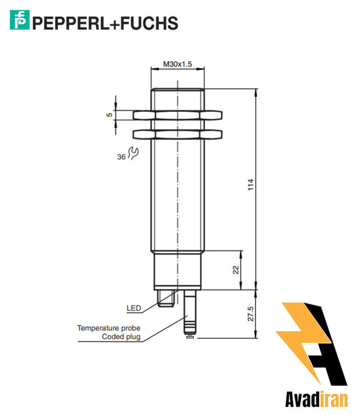 شماتیک سنسور التراسونیک UC2000-30GM-IUR2-V15