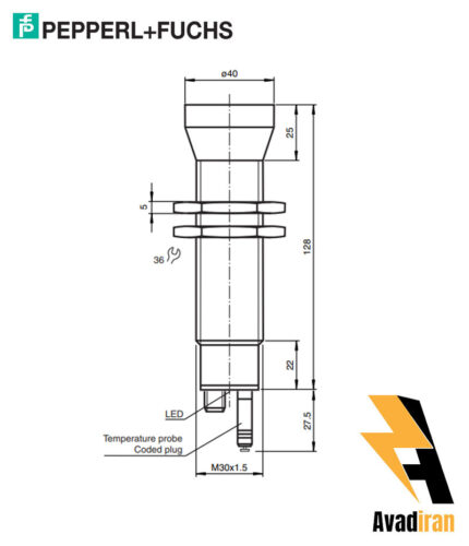 شماتیک سنسور التراسونیک UC4000-30GM-IUR2-V15