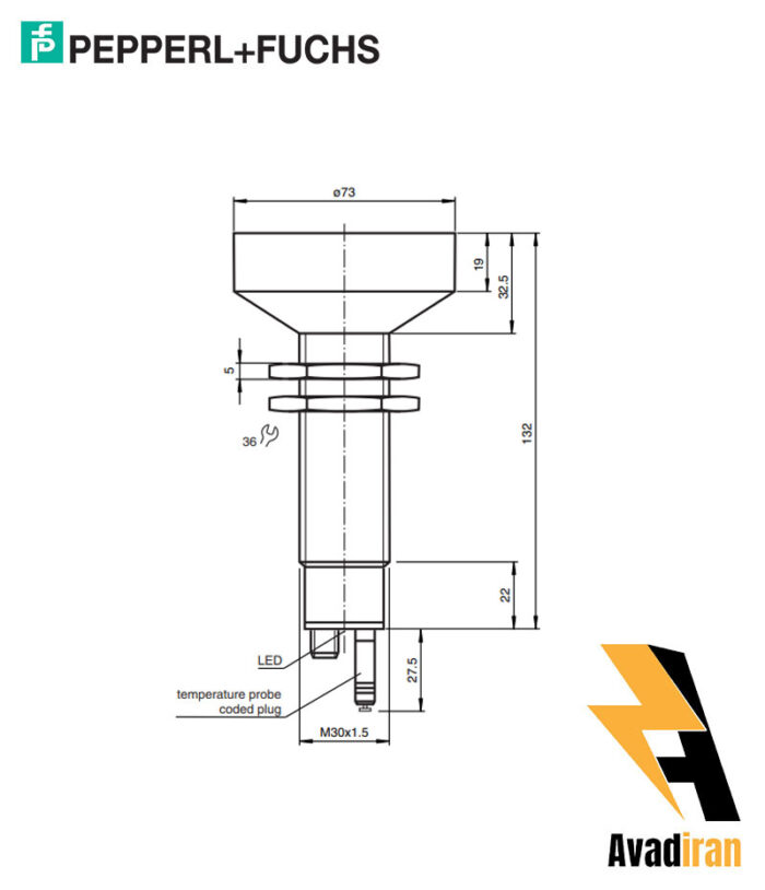 شماتیک سنسور التراسونیک UC6000-30GM-IUR2-V15