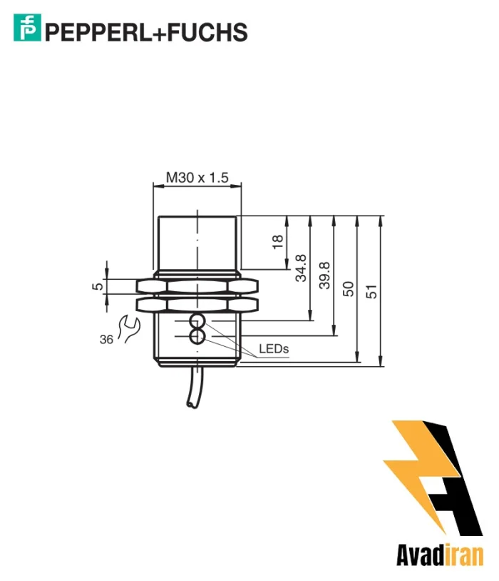 شماتیک سنسور القایی NBN25-30GM50-US